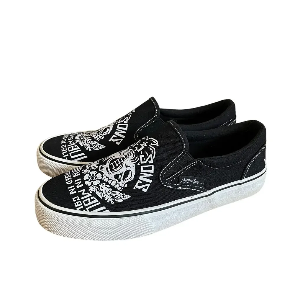 Maui and Sons Mens Size 9 Shoes Slip On Canvas Skull Born in Maui Raised in Cali